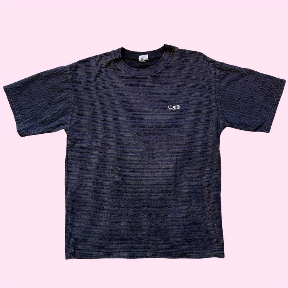 Vintage 90s OP Ocean Pacific Textured Embroidered Tee Navy Oversized Medium